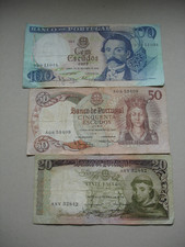 PORTUGAL Three 1964/5 Portuguese Escudos Banknotes