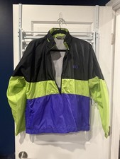 Vintage Asics Half Zip Windbreaker Jacket Men's Medium 90s Neon