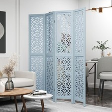 Folding Privacy Screen 4-Panel Wooden Room Divider 165cm