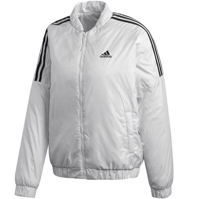 Adidas women's bomber jacket training jacket transition winter lined light gray New