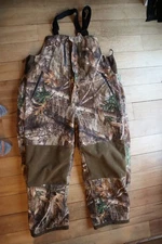 Shades of Brown & Olive Green NON-TYPICAL by Drake Fleece Lined Bib Overalls 2XL