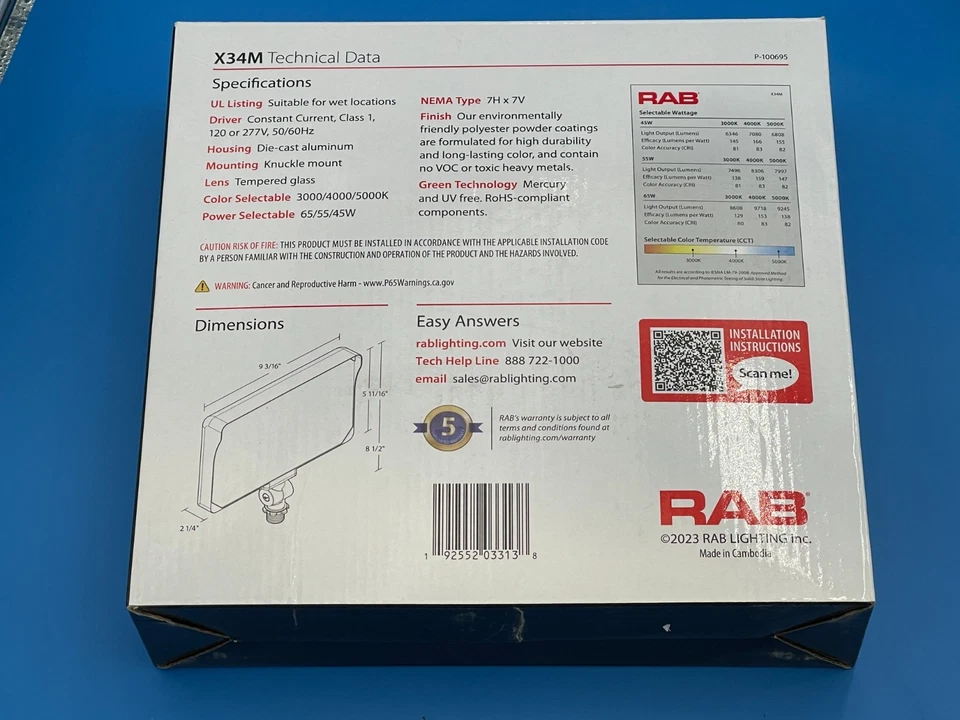 RAB X34M LED Flood Light Bronze Adjustable Power and Color Knuckle 120/277V - Image 2 of 3