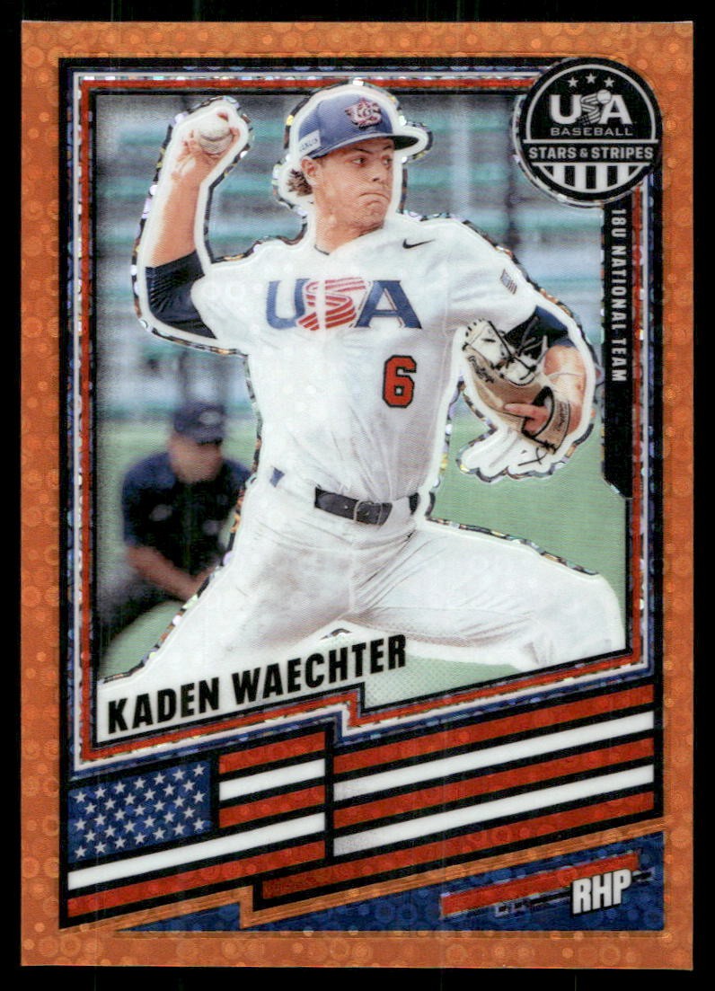 2026 Panini Stars & Stripes Prizm USA #192 Kaden Waechter Disco Orange #/75