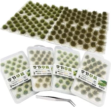 128pcs Static Grass Tufts Model Kit Fake Moss with Tweezers for Train Scenery