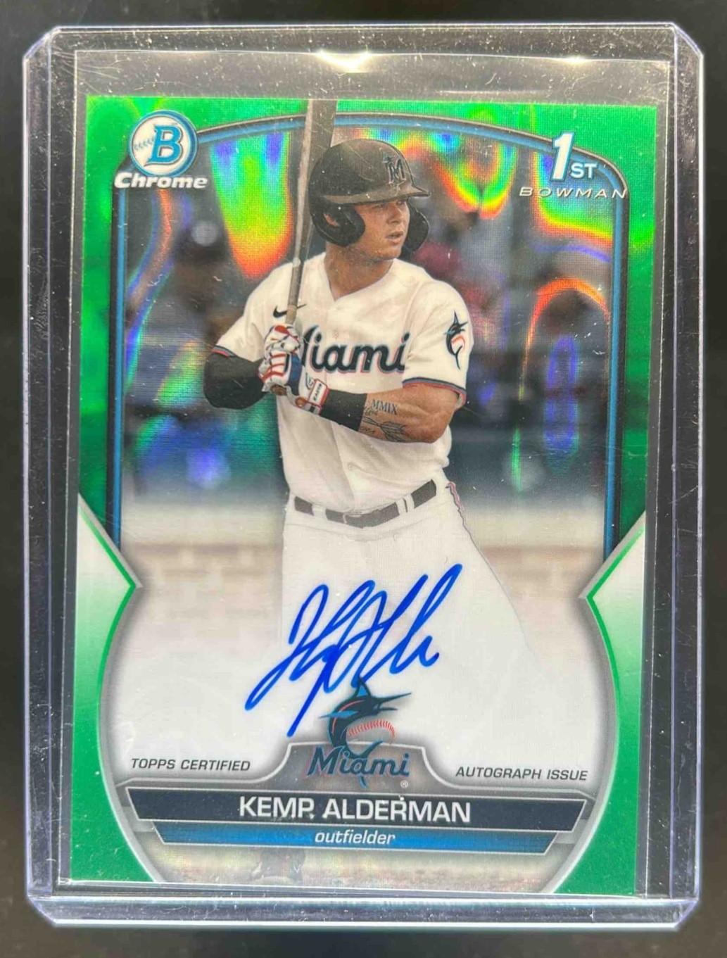 2023 Bowman Draft Kemp Alderman Chrome Auto Green Lava Refractor 1st #/99
