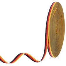 3/8" Black Red Yellow Striped Grosgrain Ribbon, 55 Yard Polyester Stripe Ribbon