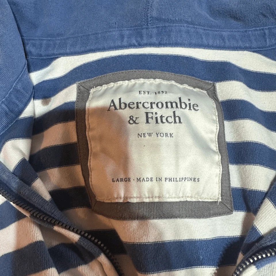 Abercrombie Y2K в полоску двойной молнии молнии толстовка с капюшоном толстовка размер L - Изображение 4 из 4