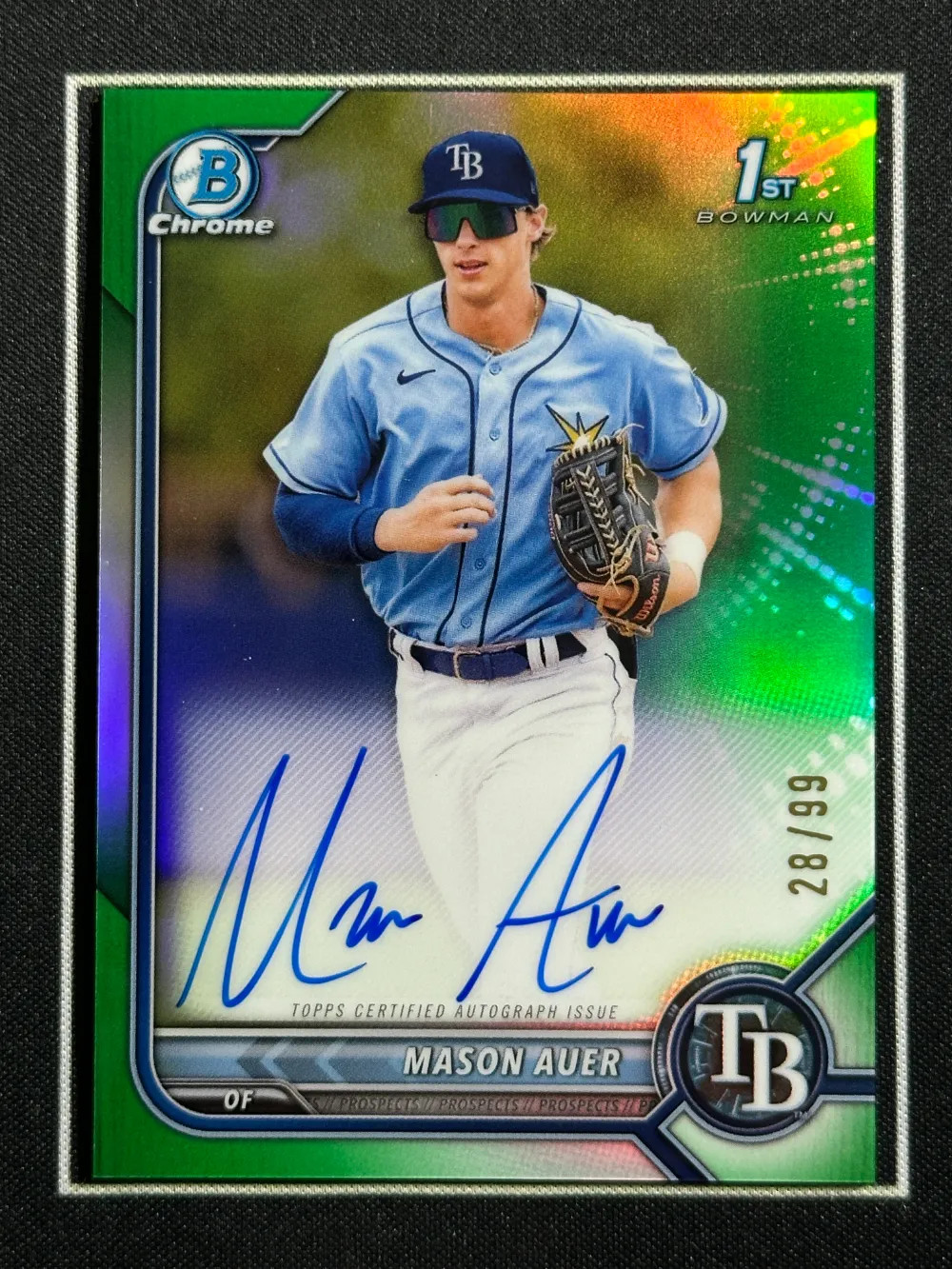2022 Bowman Chrome 1st Prospects Auto Green Refractor Mason Auer /99 HD
