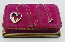 VTG Sterling Silver 925 Mother  Child Heart Pendant Necklace, 18"