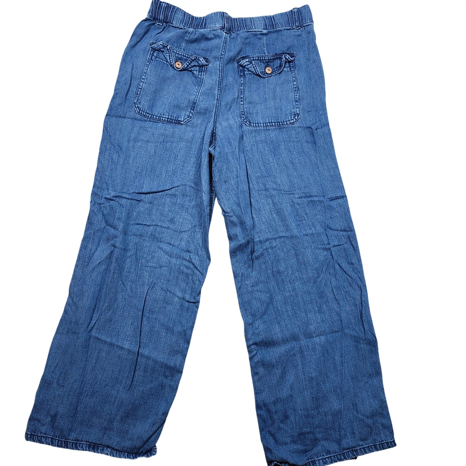 Rewash Women Wide Leg Jeans Blue Denim Elastic Waist Size 9 29