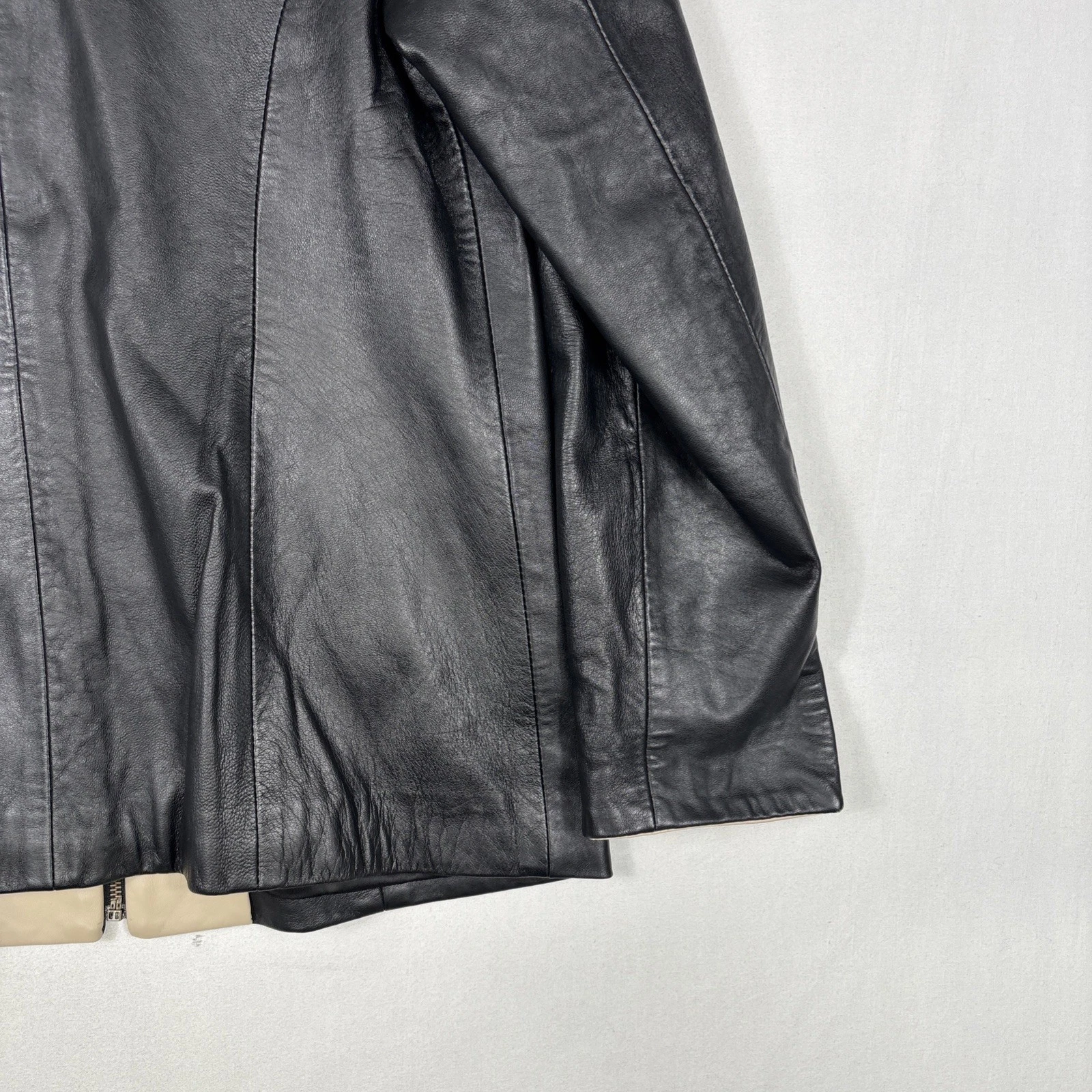 Vintage Vera Pelle Leather Jacket Men's 46 Black Biker Bomber Coat Made In Italy image 16