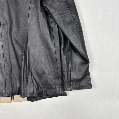 Vintage Vera Pelle Leather Jacket Men's 46 Black Biker Bomber Coat Made In Italy image 16