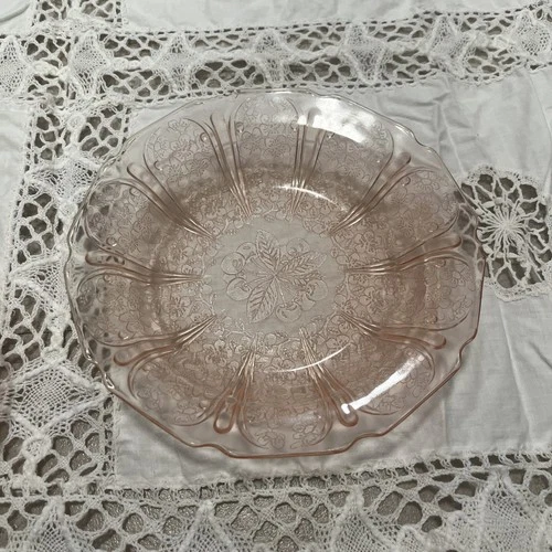 Pink Cherry Blossom Rim Soup Bowl 7 7/8" Jeannette Depression Glass