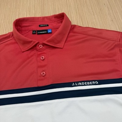 Men s J. Lindeberg XL White/Red/Blue Golf Polo Wynn Golf Club Las Vegas