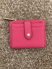 Anne Klein Pink Bifold Mini Wallet Coin Card Case Faux Leather Preowned Clean