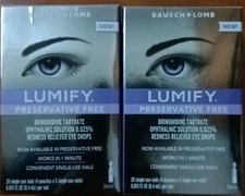 LOT 2 BAUSCH  LOMB LUMIFY REDNESS RELIEVER EYE DROPS 20 X2 40 SINGLE USE VIALS 