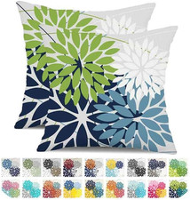 Outdoor Throw Pillow Covers 18X18 Inch Set of 2 Waterproof Spring Summer Geometr