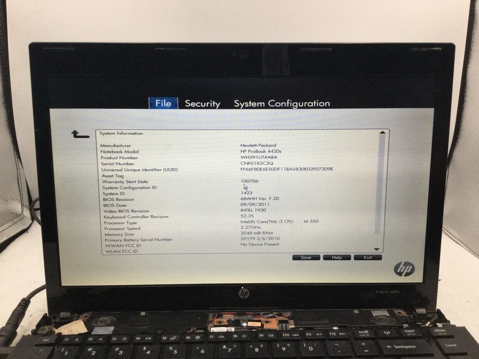 HP PROBOOK 4420S - BOOTS TO BIOS - INTEL I3 M350 - 2GB RAM - MISSING PARTS - BB - Image 2 of 4