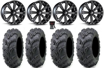 MSA Black Kore 14'' ATV Wheels 27'' Zilla Tires Polaris Sportsman