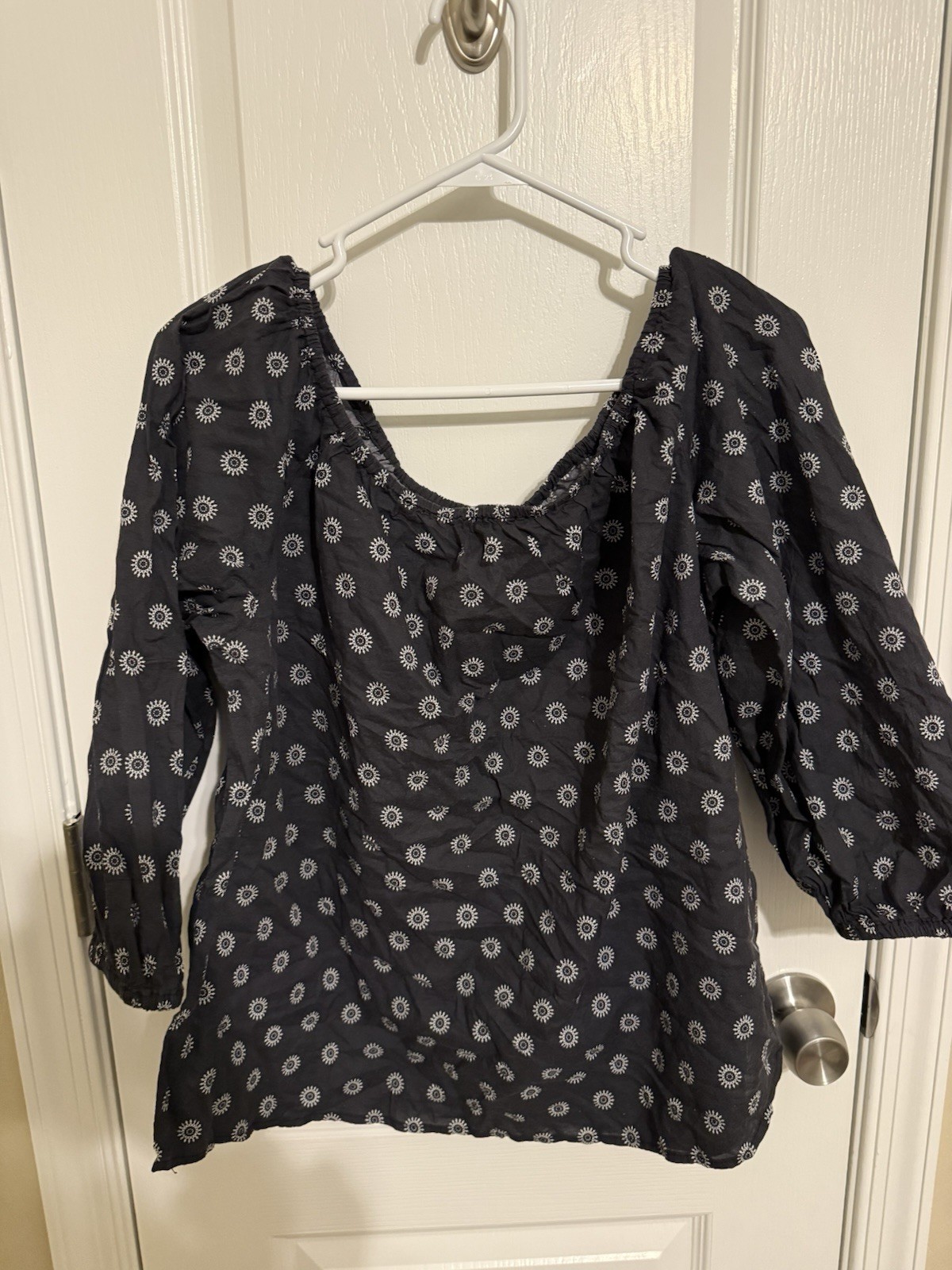 Anthropologie Maeve Maiden Off-The-Shoulder Blouse  Cotton Batik , XL Blemish