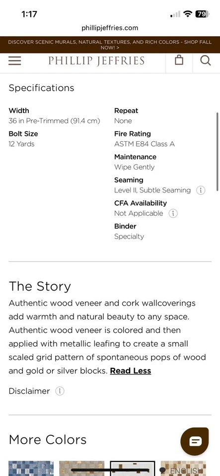 Rollos de papel tapiz 24 YDS Phillip Jeffries 6413 rejilla dorada abedul y oro Foto 3 de 4