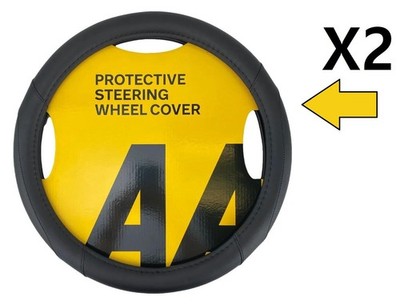 2x AA Easy Fit Slip On Car Steering Wheel Cover Glove Soft Grip Black Anti Slip