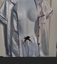 Women Silk Satin Pajamas Set Short Sleeve Button-Down Sleepwear Loungewear Charm