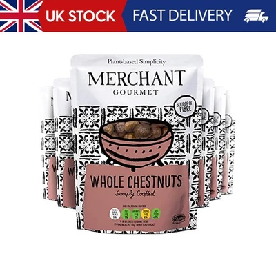 Merchant Gourmet Whole Cooked Chestnuts - Pack of 6 x 180 g Ready-to-eat Pouches
