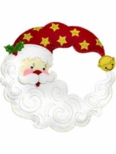 Plaid Bucilla CRESCENT MOON SANTA Felt Christmas Wreath Kit New 15" STARS BELL