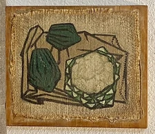 Original TREW HOCKER (1913-1963) Cubist Modern Painting On Burlap