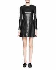 Women Dress 100% Genuine India Lambskin Leather Party Club Formal Office Wear 26