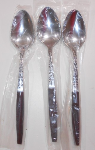3 Interpur Stainless Dinner Spoon Brown Synthetic Wood Handle CANOE HEARTS Japan