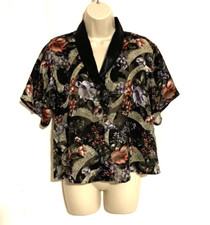 Victoria's Secret Womens Top Blouse Sleep Shirt Medium Floral Gold Label Vtg