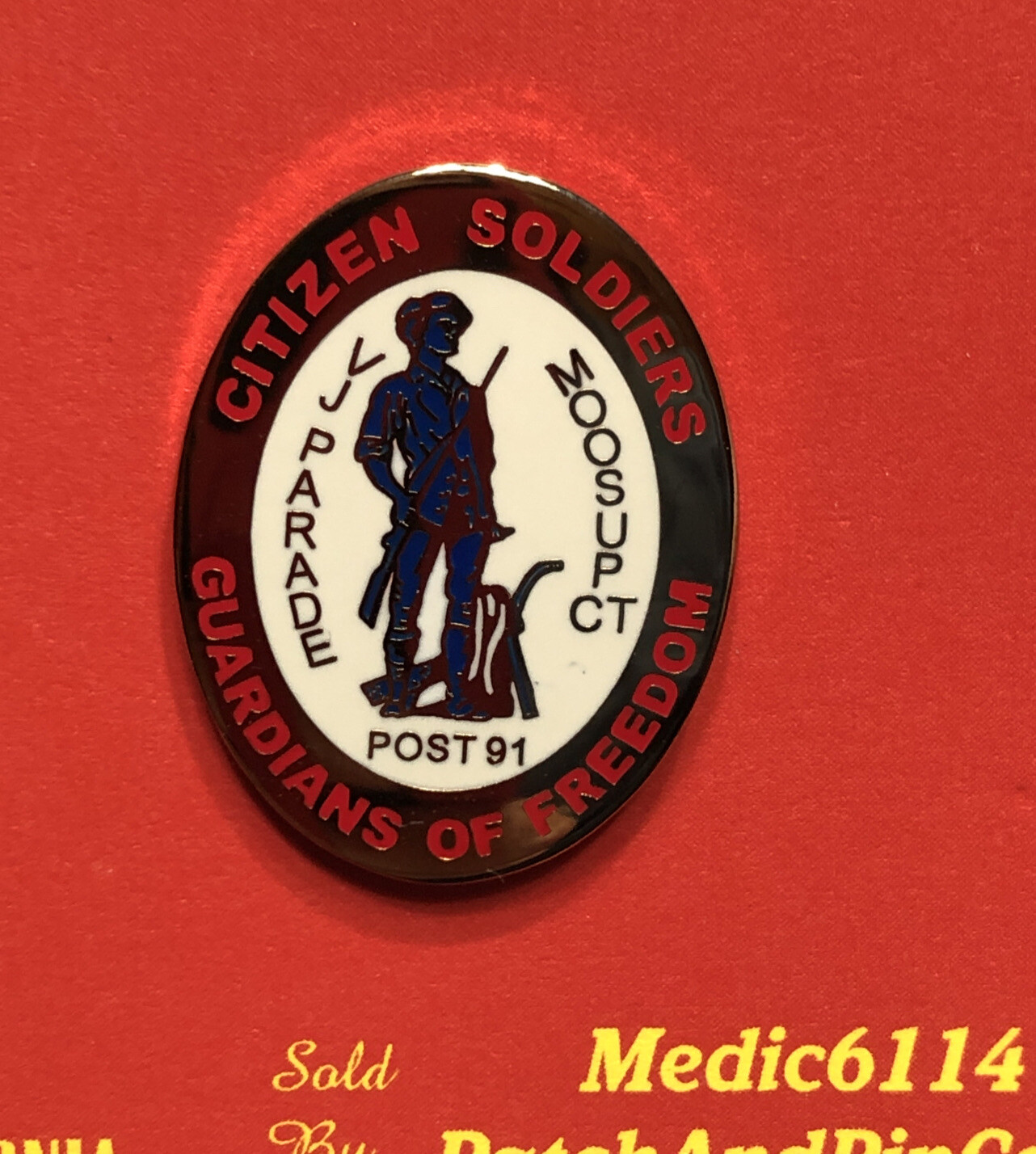 VJ Day Parade American Legion Post 91 pin Moosup CT Connecticut Citizen