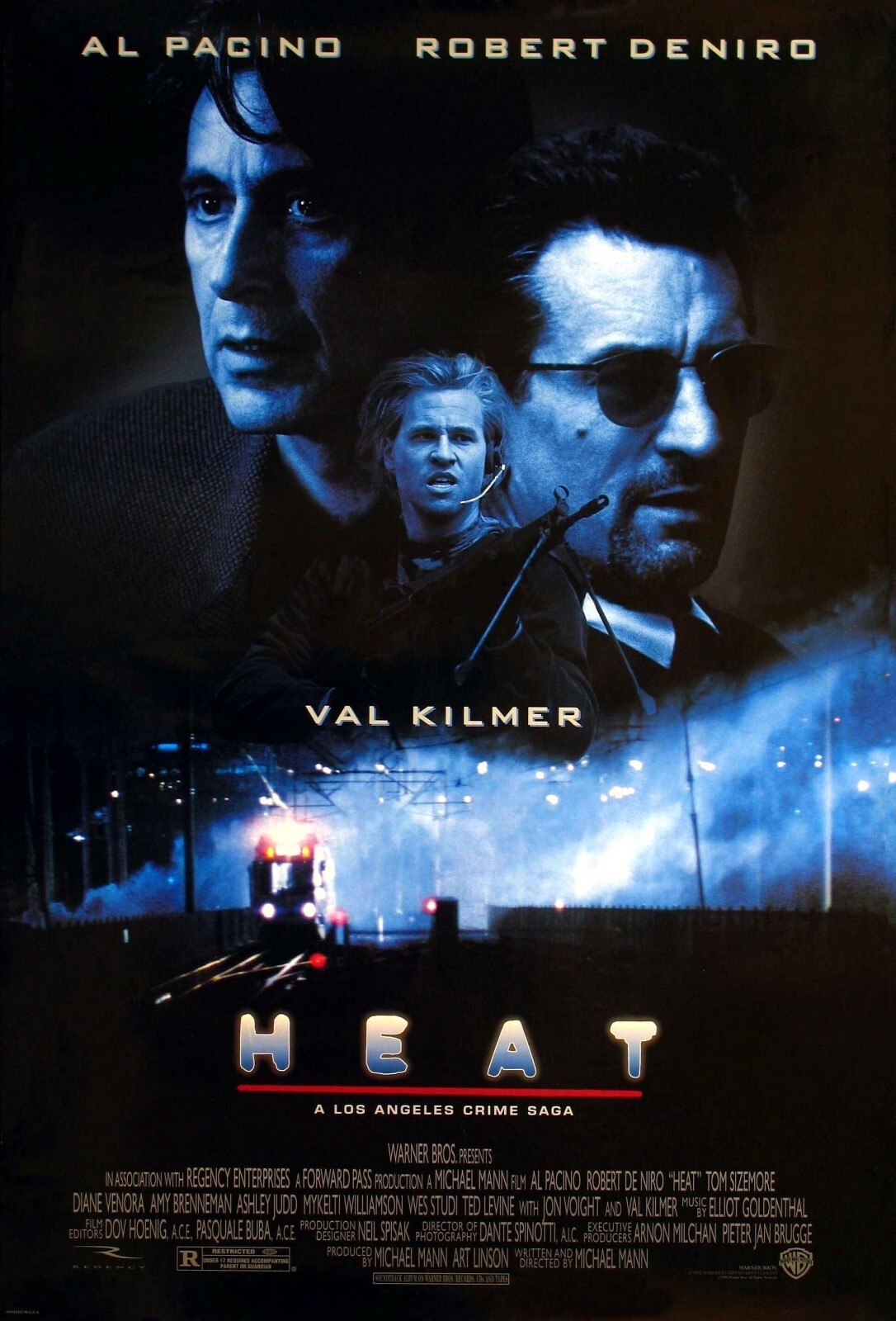 1995 Heat Movie Poster 11X17 Al Pacino Robert Deniro Val Kimer Jon Voight 🍿