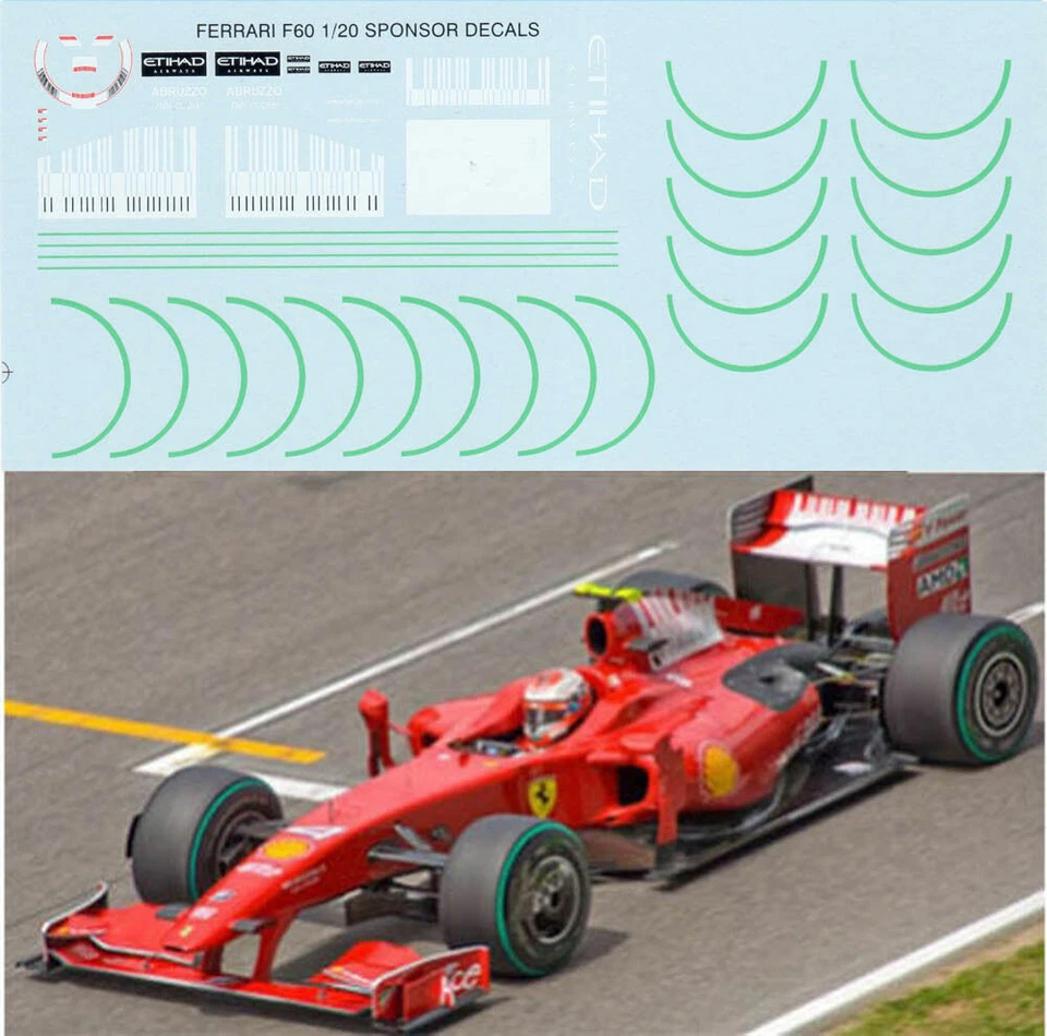 TBDECAL&MODELS 1/20 Decals per FERRARI F60 BARCODE FOR TAMIYA KIT TBD10