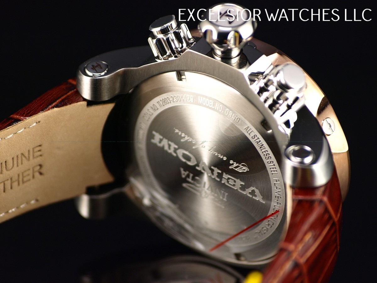 Invicta Mens 54mm Reserve VENOM Elegant SWISS Chronograph Brown Leather SS Watch - Foto 11