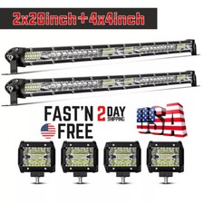 20 Inch Led Light Bar Spot Flood Combo 4x 4 Pods Offroad For Jeep Truck