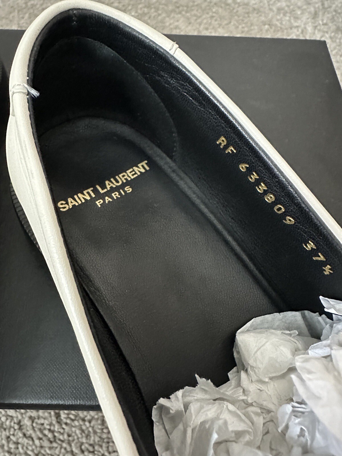 Autentici mocassini monogramma YSL Saint Laurent $845 bianchi 7 5