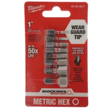 Milwaukee Tool 48-32-4617 SHOCKWAVE 8-Piece Metric Impact Hex Bit Set, 1" Length