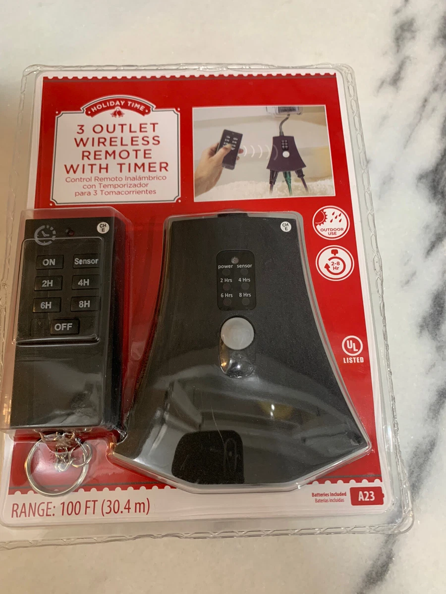 Holiday Time 3 Outlet Wireless Remote with Timer, Black 