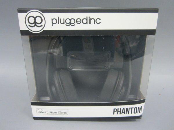 NIB CROWN Plugged Inc. Black Phantom Headphones- iPod, iPhone, iPad