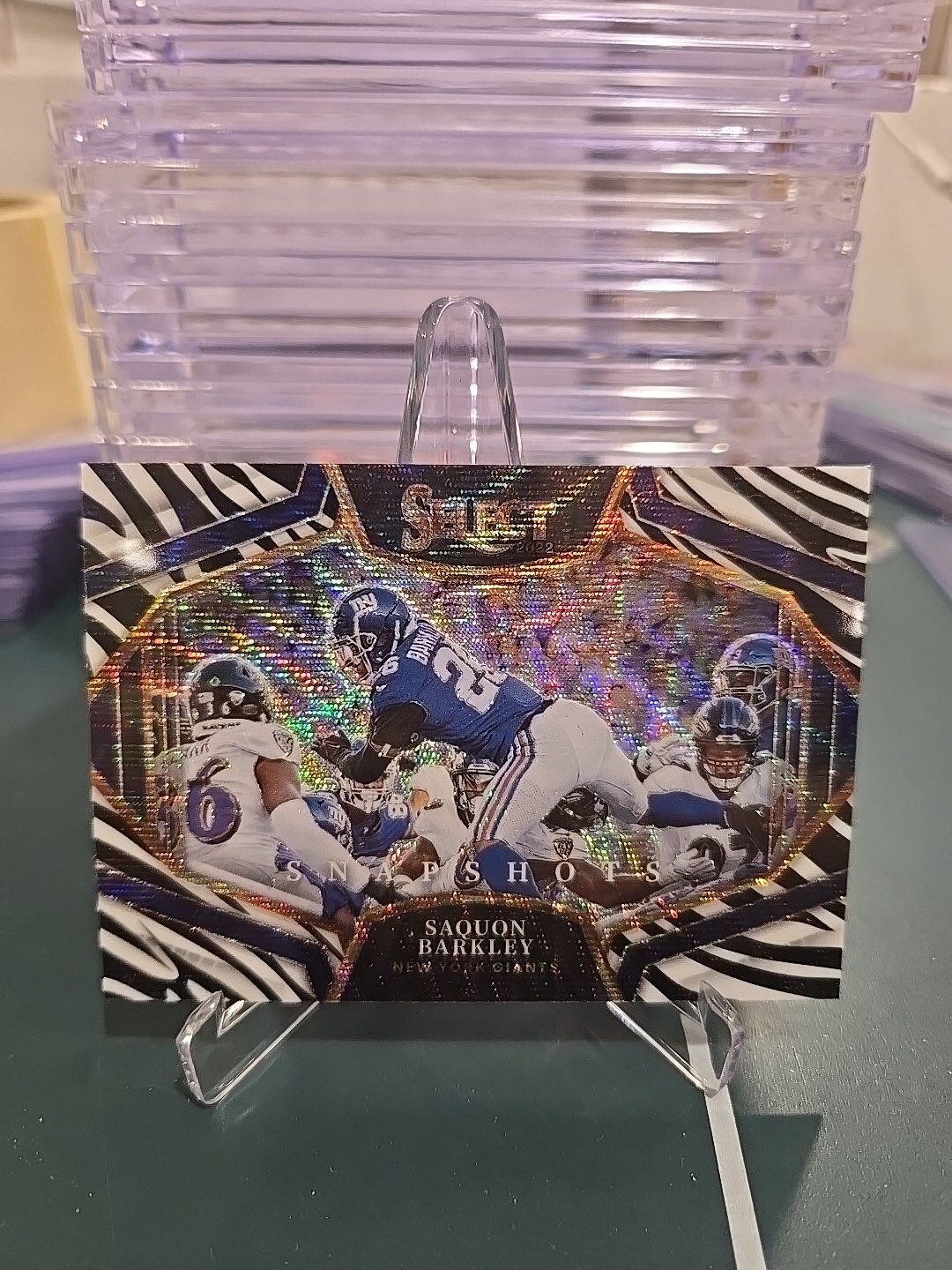 Saquon Barkley 2022 Panini Select Zebra Prizm Snapshots Ss-13 Ssp