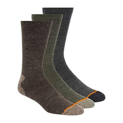  Men's 3 Pack Crew Socks 10-13 Dark Brown