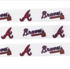 7/8 Inch Braves grosgrain ribbon Hair Bow Supply 2014026 Baseball Atlanta