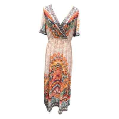Flying Tomato Women's Maxi Dress Dolman Sleeve Tropical Print Boho Multicolor L