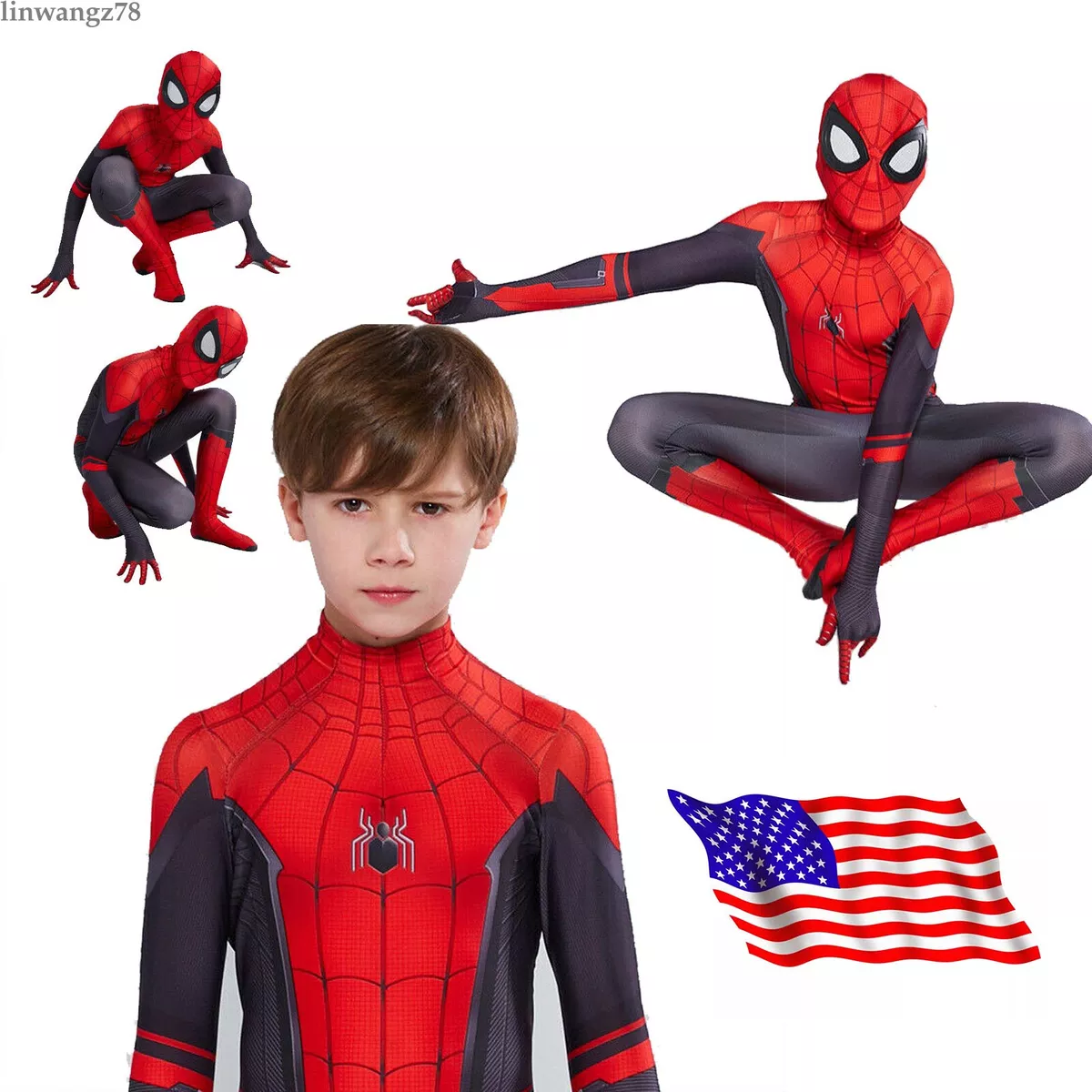 Spider Man Far From Home Peter Parker Spiderman Cosplay Costume for Men &  Kids