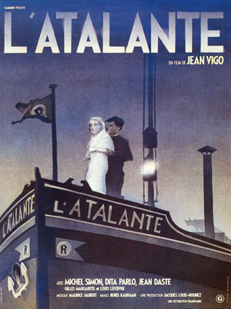 Affiche Pliée 40x60cm L'ATALANTE (1934) Jean Vigo, Michel Simon RESSORTIE EC