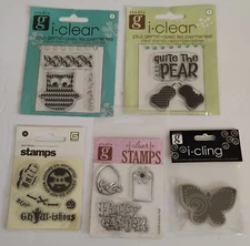 "STUDIO G" LOT OF 5 - CLEAR MINI STAMPS (FREE SHIPPING)