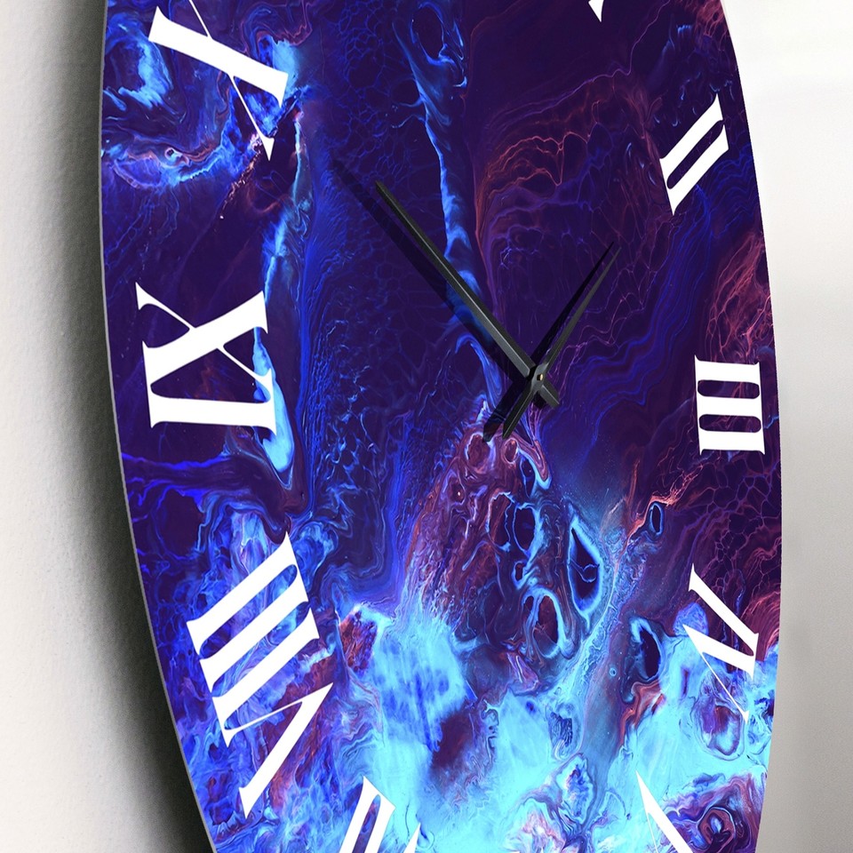 Designart 'Neon Liquid Art In Purple And Blue' Modern wall clock eBay